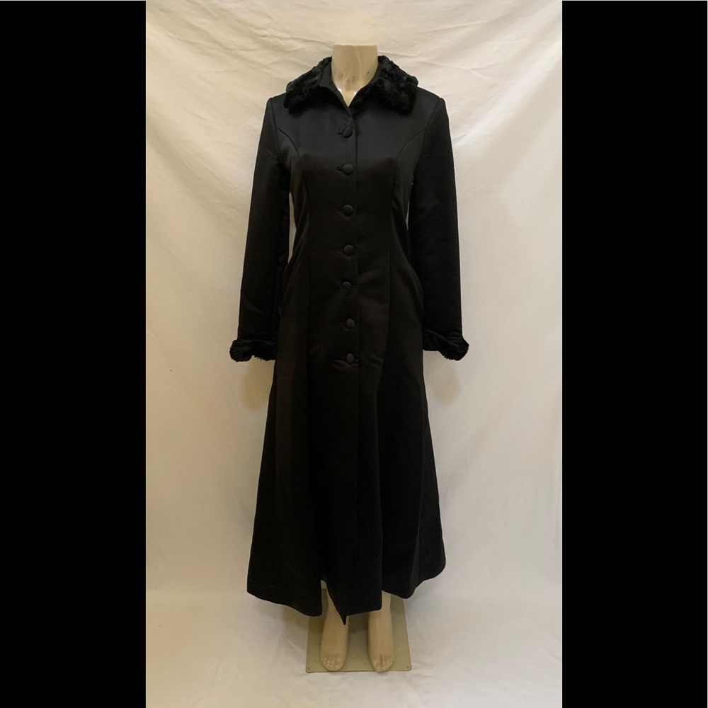 VTG Jessica McClintock Sz 4 Black Coat Midi Dress